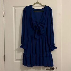 Elegant Blue Long Sleeve Dress